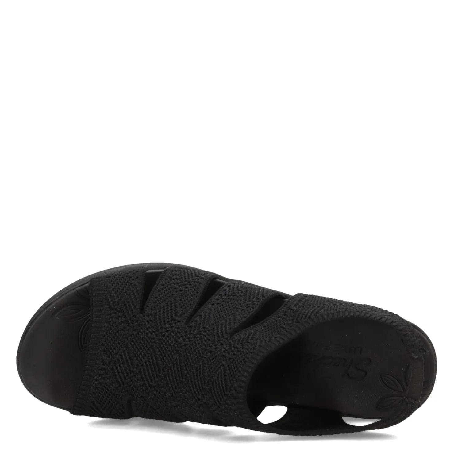 Wedges*Skechers Women's , Pier Lite - Crochet Sandal Black/Black