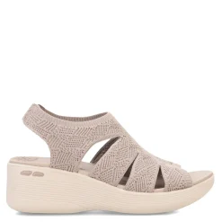 Wedges*Skechers Women's , Pier Lite - Crochet Sandal Taupe
