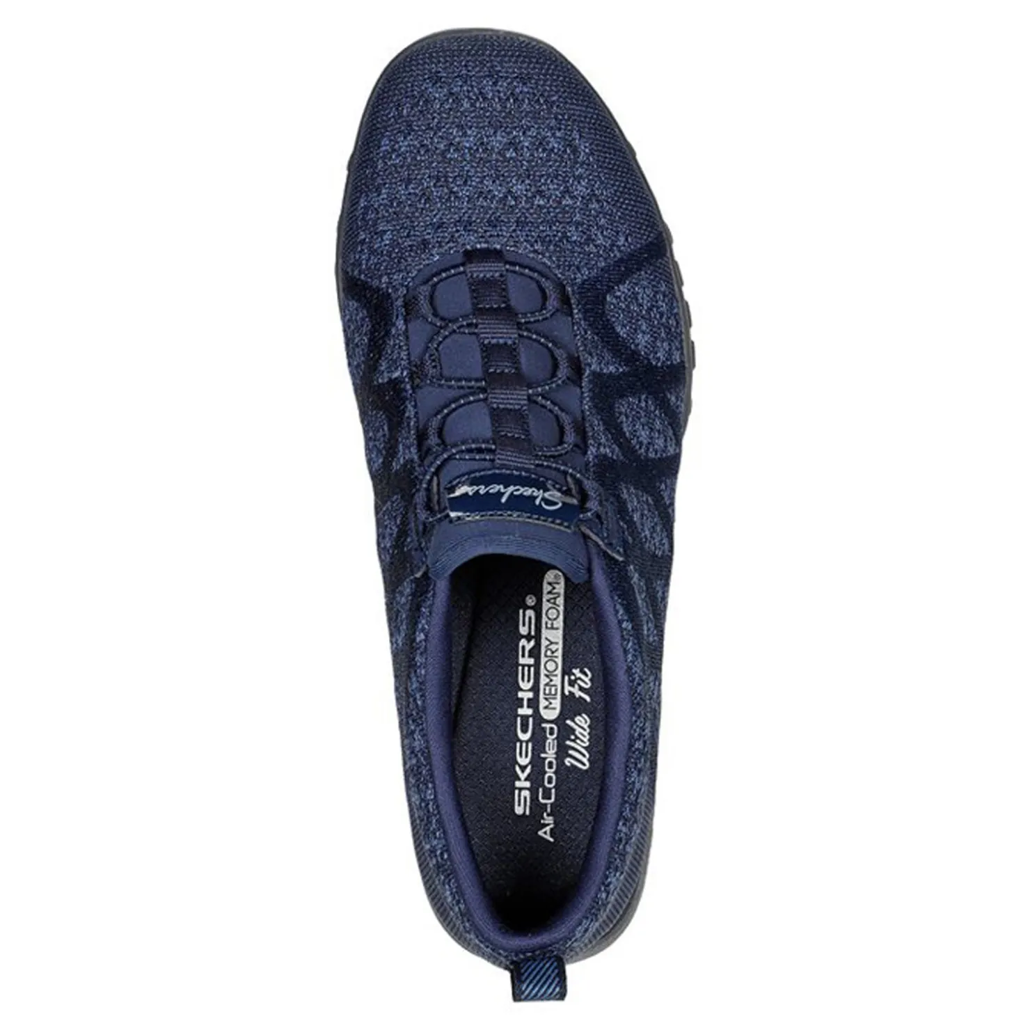Walking*Skechers Women's , Relaxed Fit: Breathe-Easy - Infi-Knity Sneaker - Wide Width Navy