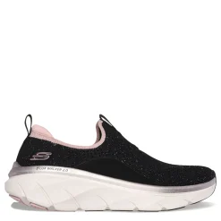 Walking*Skechers Women's , Relaxed Fit: D'Lux Walker 2.0 - Sparkle Forever Sneaker Black Rose Gold