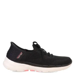 Walking*Skechers Women's , Slip-ins: GO WALK 6 - Lovely Day Sneaker Black Hot Pink