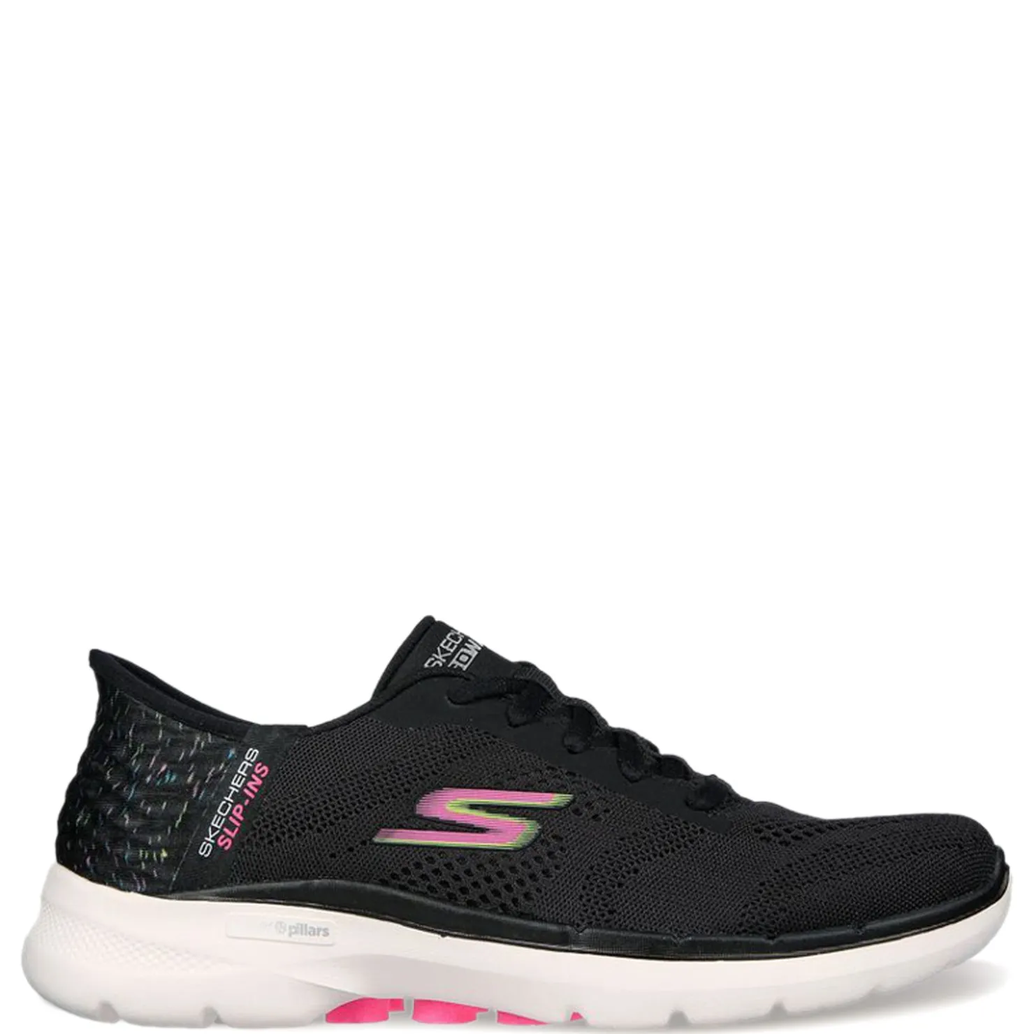 Walking*Skechers Women's , Slip-ins: GO WALK 6 - Vivid Idea Walking Shoe Black Pink