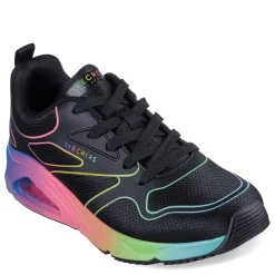 Fashion & Street*Skechers Women's Street, Tres-Air Uno - Rainbow Roads Sneaker Black Multi