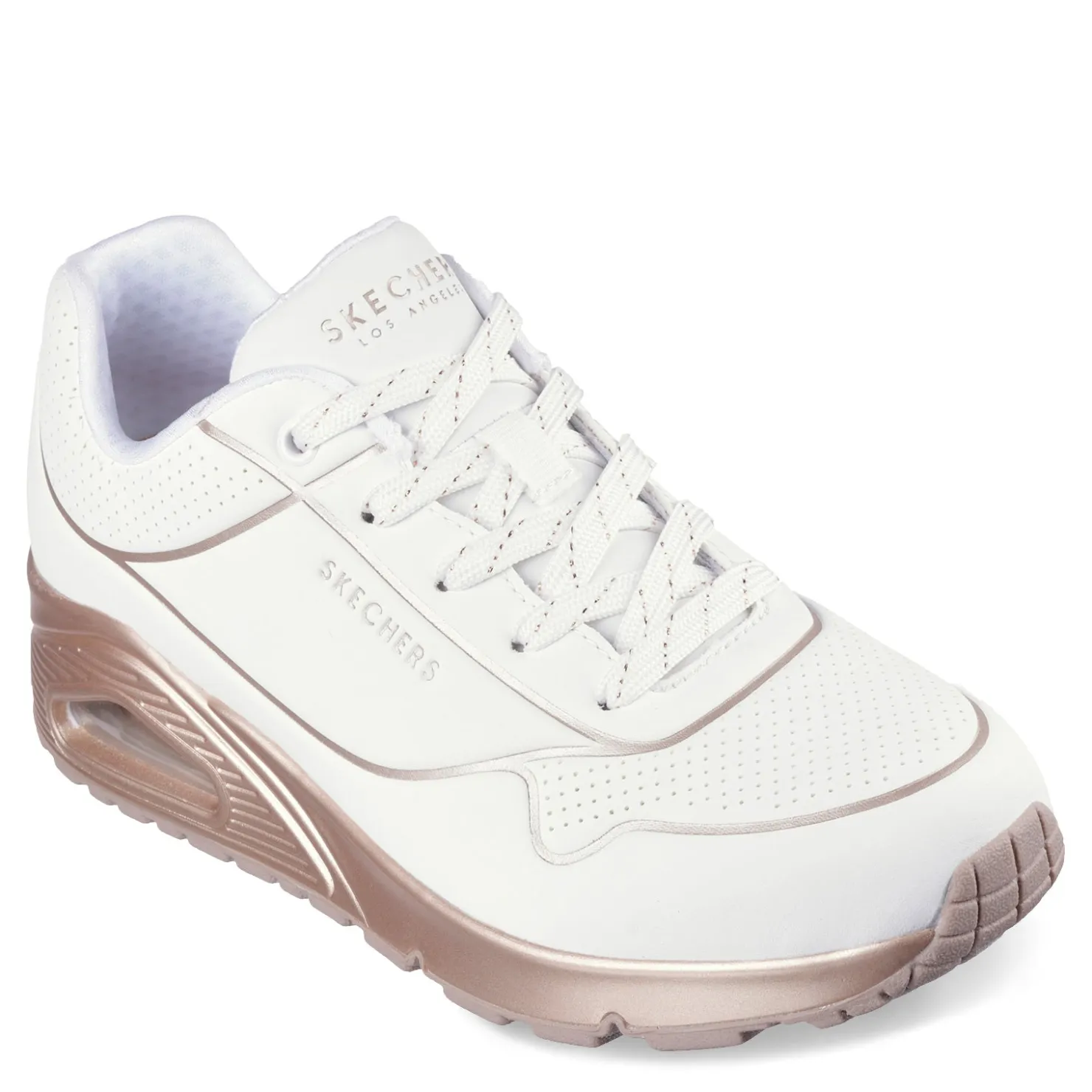Fashion & Street*Skechers Women's Street, Uno - Cool Heels Sneaker White / Rose Gold