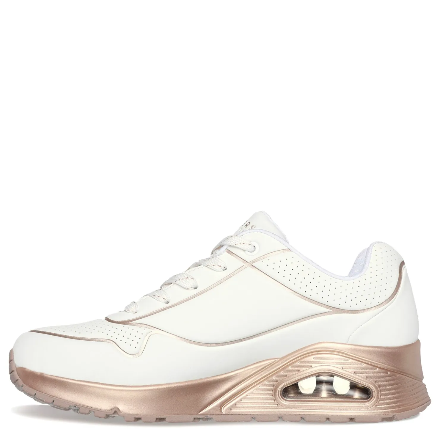Fashion & Street*Skechers Women's Street, Uno - Cool Heels Sneaker White / Rose Gold