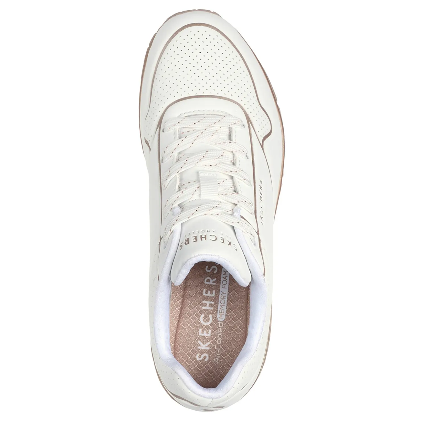 Fashion & Street*Skechers Women's Street, Uno - Cool Heels Sneaker White / Rose Gold