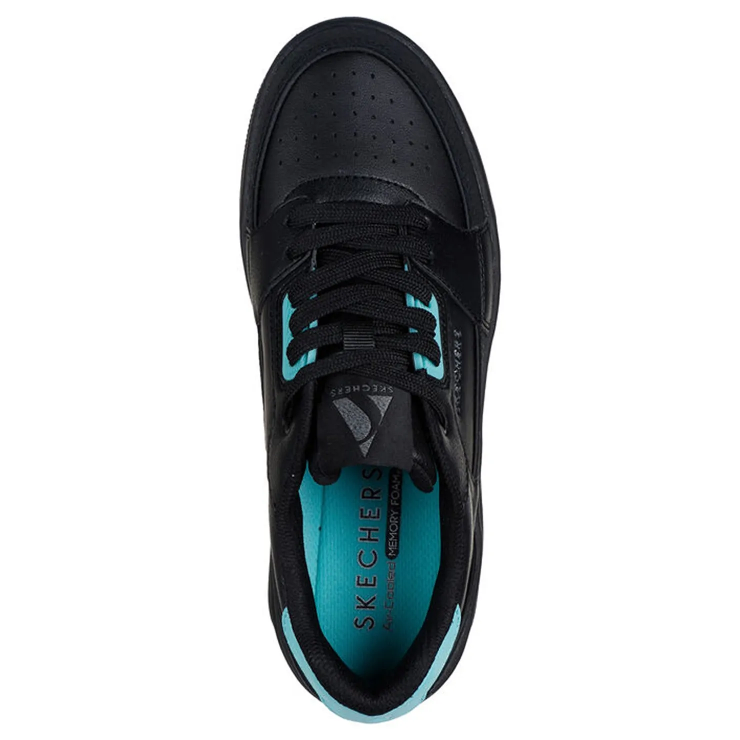 Fashion & Street*Skechers Women's Street, Uno Court - Courted Style Sneaker Black Turquoise
