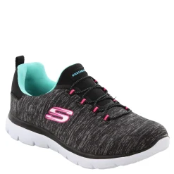 Walking*Skechers Women's , Summits - Quick Getaway - Wide Width Black / Blue
