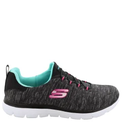 Walking*Skechers Women's , Summits - Quick Getaway - Wide Width Black / Blue