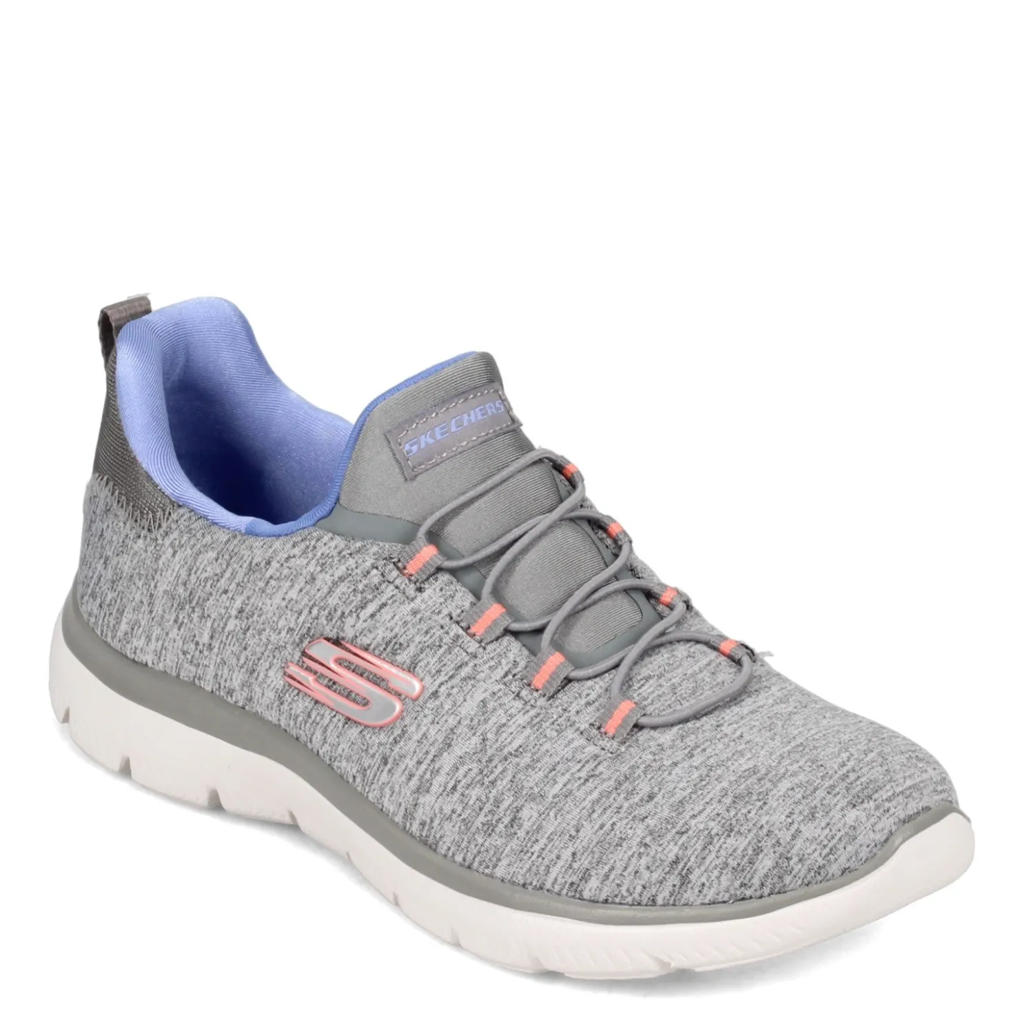 Walking*Skechers Women's , Summits - Quick Getaway Sneaker - Wide Width Grey Blue