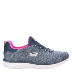 Walking*Skechers Women's , Summits - Quick Getaway - Wide Width Grey Navy Pink