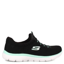 Walking*Skechers Women's , Summits - Cool Classic Sneaker - Wide Width Black Turquoise