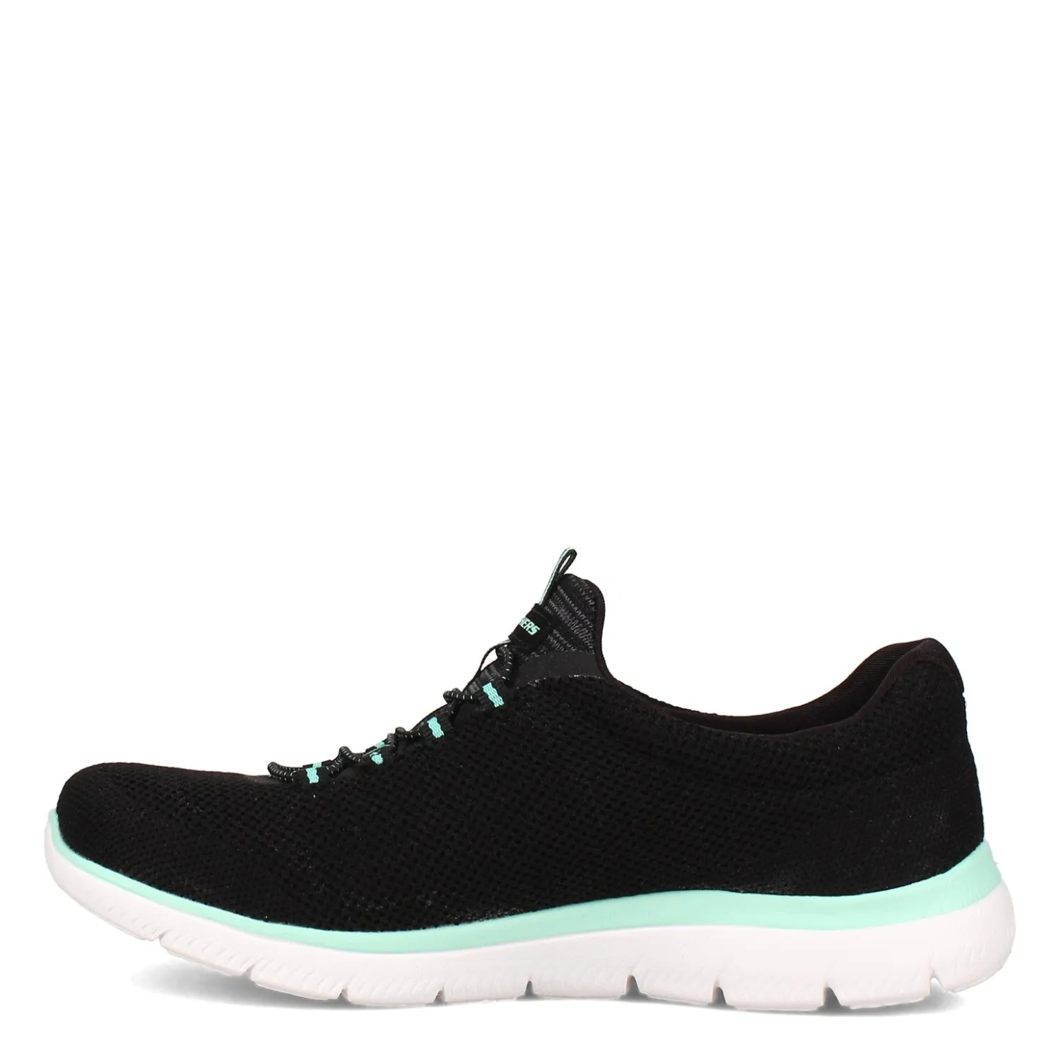 Walking*Skechers Women's , Summits - Cool Classic Sneaker - Wide Width Black Turquoise