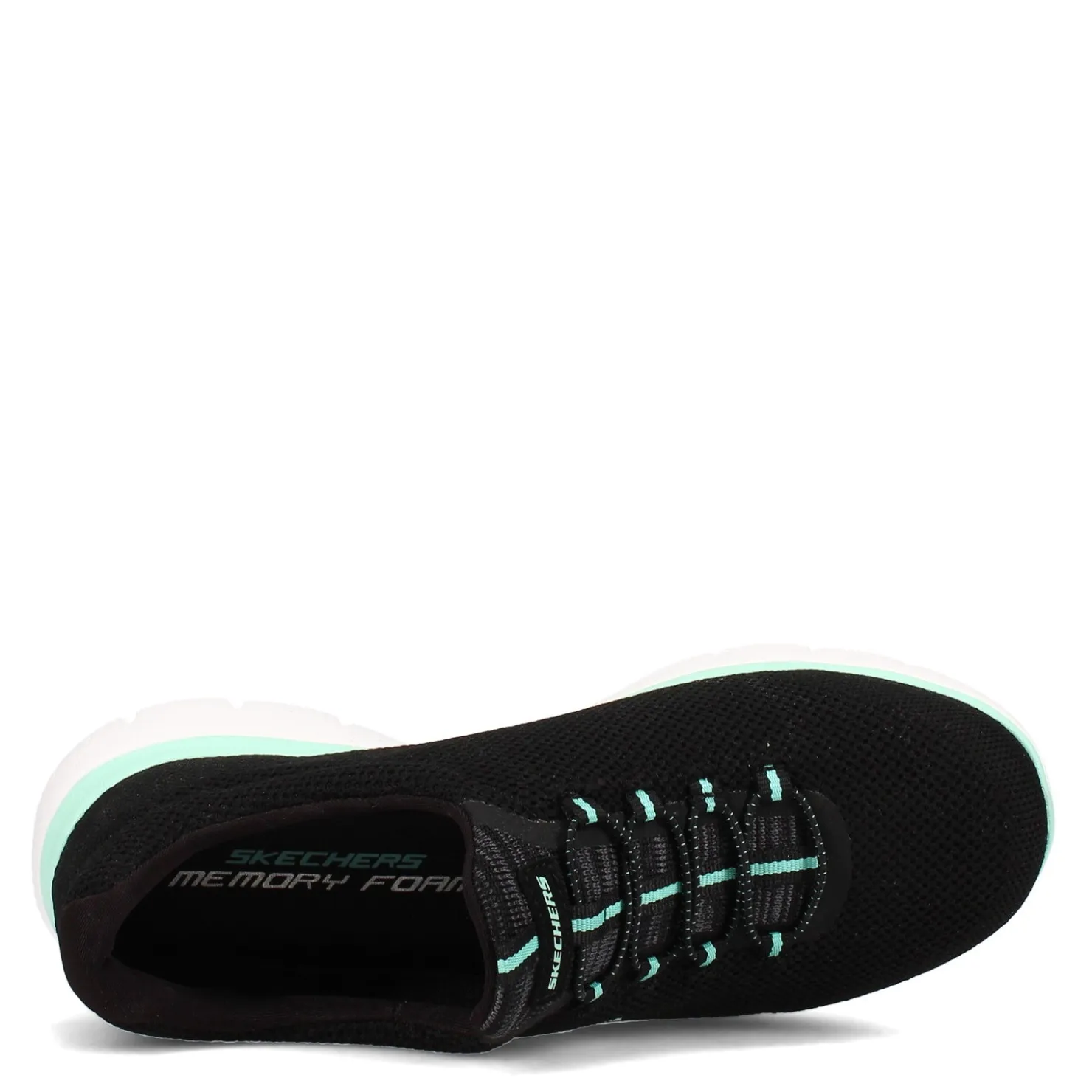 Walking*Skechers Women's , Summits - Cool Classic Sneaker - Wide Width Black Turquoise