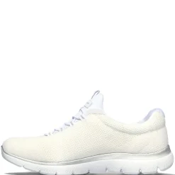 Walking*Skechers Women's , Summits - Cool Classic Sneaker - Wide Width White Silver