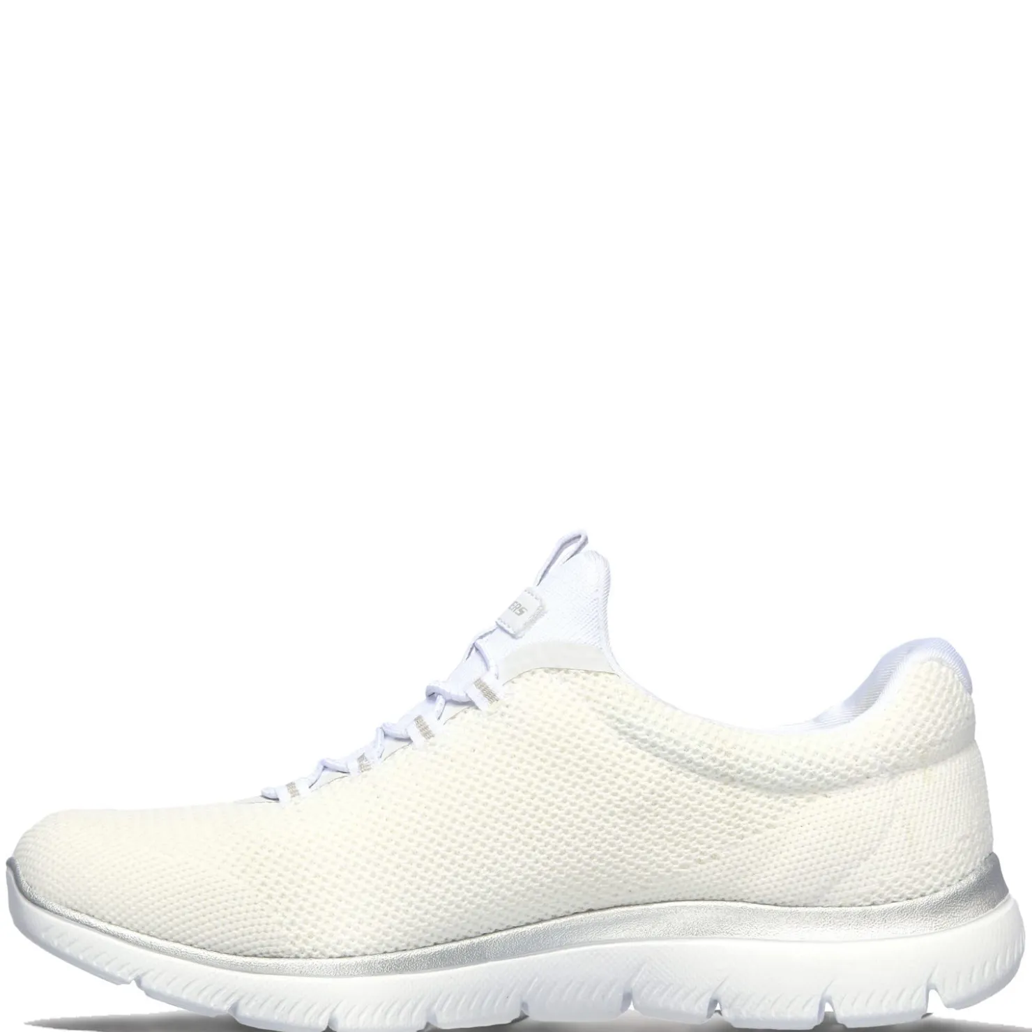 Walking*Skechers Women's , Summits - Cool Classic Sneaker - Wide Width White Silver