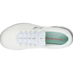Walking*Skechers Women's , Summits - Cool Classic Sneaker - Wide Width White Silver
