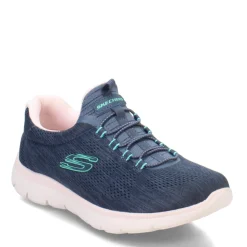 Walking*Skechers Women's , Summits - Fun Flair Sneaker - Wide Width Navy
