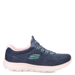 Walking*Skechers Women's , Summits - Fun Flair Sneaker - Wide Width Navy