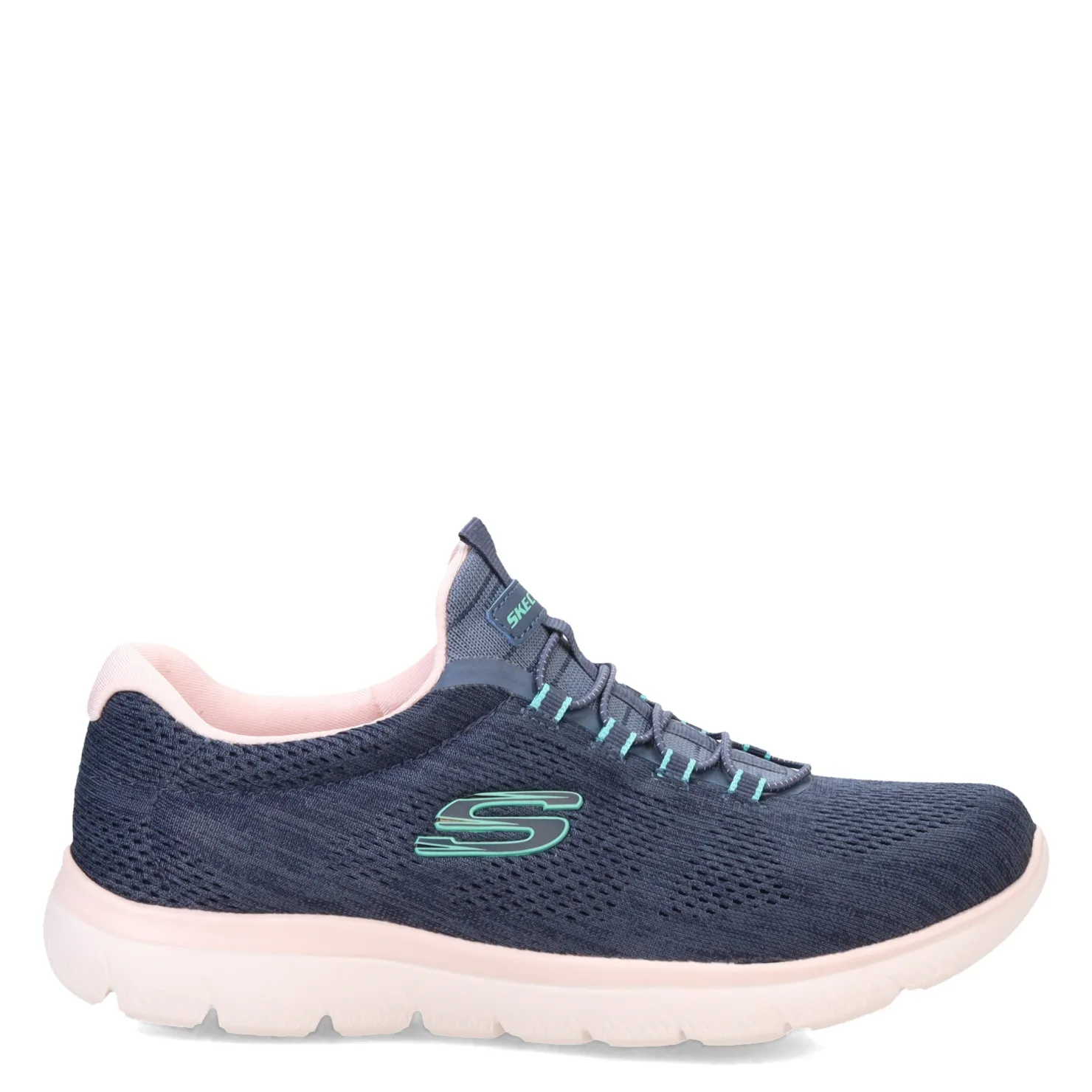 Walking*Skechers Women's , Summits - Fun Flair Sneaker - Wide Width Navy
