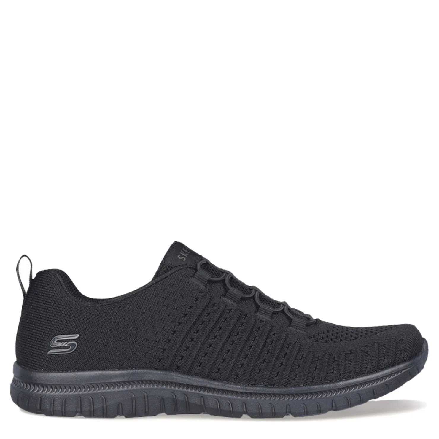 Walking*Skechers Women's , Virtue Sneaker - Wide Width Solid Black