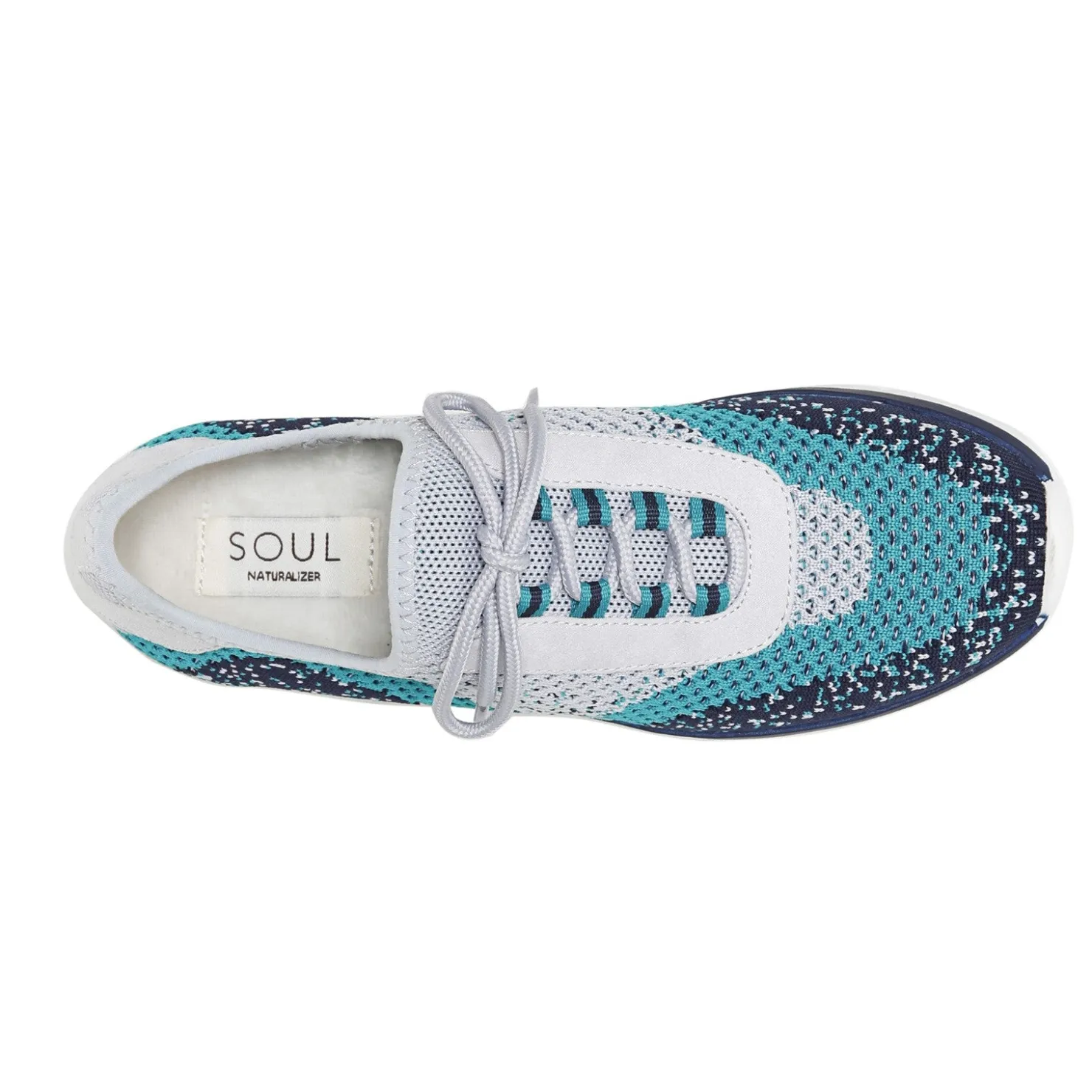 Fashion & Street*SOUL Naturalizer Women's , Charlie-Knit Slip-On Sneaker Grey Turquoise