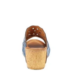 Wedges*Spring Step Women's , Footy Sandal Blue Multi