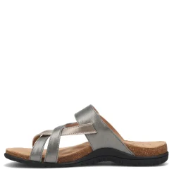 Footbed Sandals*Taos Women's , Perfect Sandal Grey Champagne Metallic