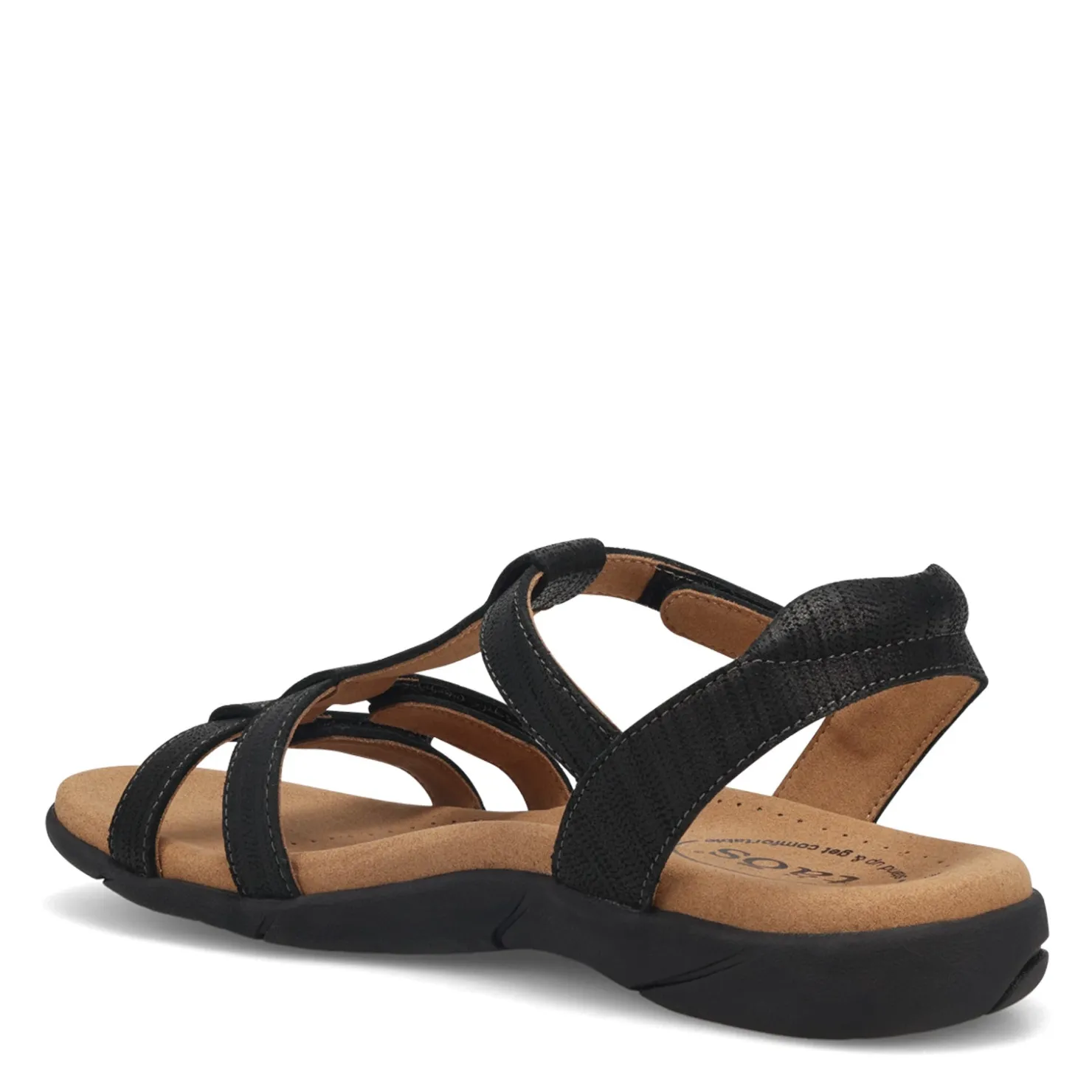 Footbed Sandals*Taos Women's , Trophy 2 Sandal Black Emboss