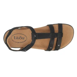 Footbed Sandals*Taos Women's , Trophy 2 Sandal Black Emboss