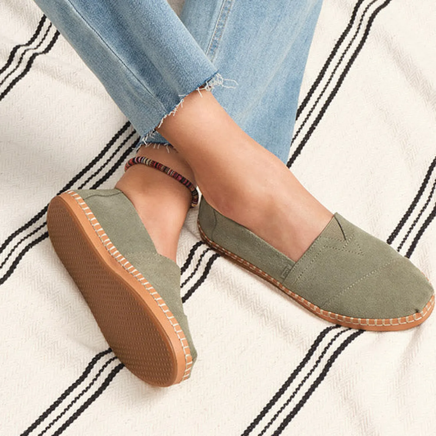Women's , Alpargata Vetiver Suede Leather Wrap Slip-On|TOMS Discount