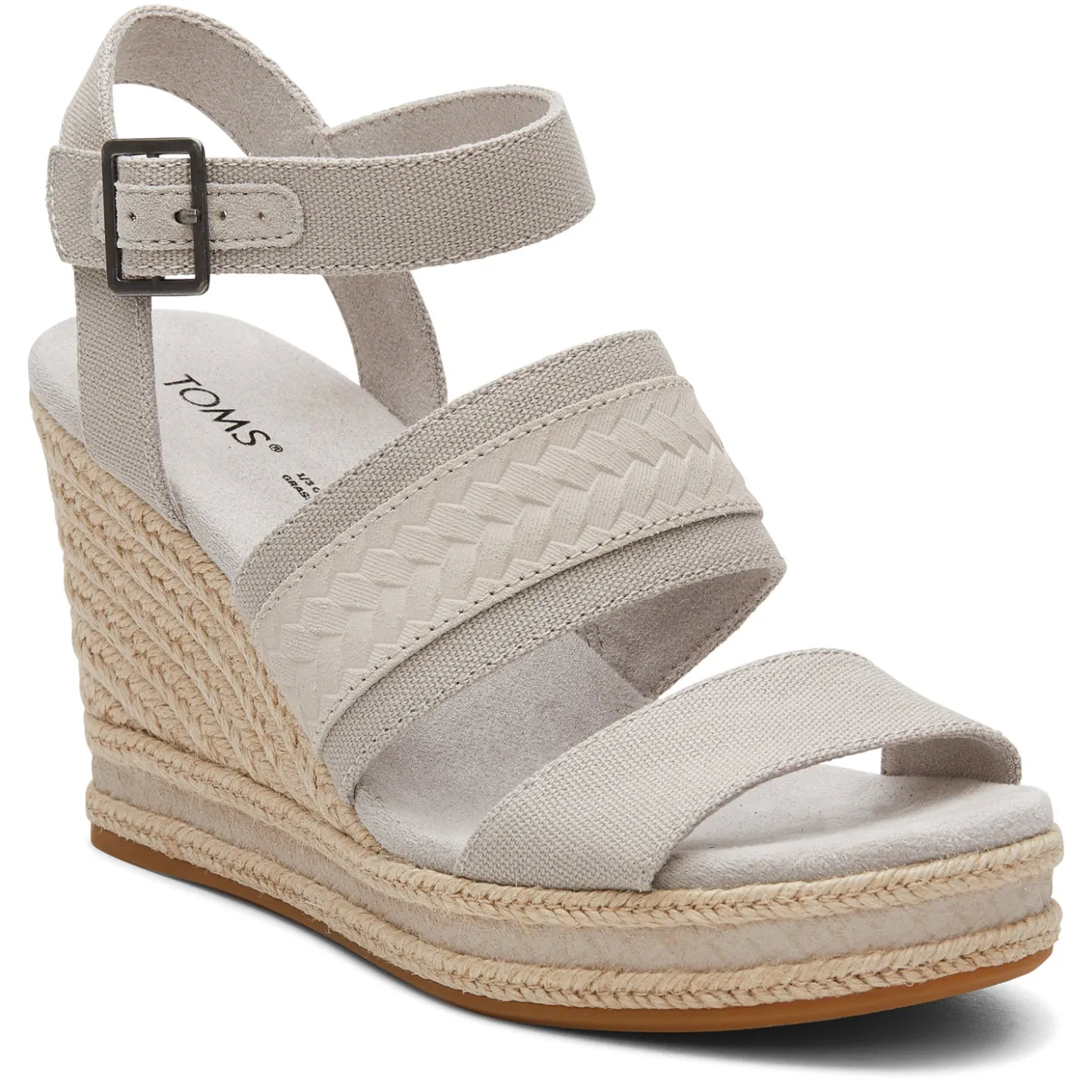 Wedges*TOMS Women's , Madelyn Sandal Pebble Grey Canvas