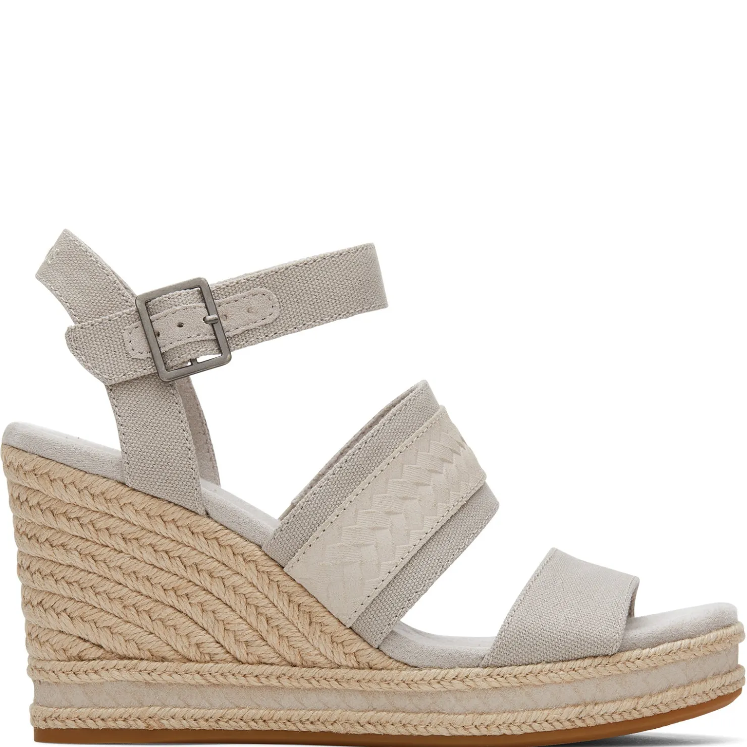 Wedges*TOMS Women's , Madelyn Sandal Pebble Grey Canvas