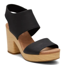 Heeled Sandals*TOMS Women's , Majorca Platform Sandal Black Leather