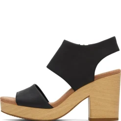 Heeled Sandals*TOMS Women's , Majorca Platform Sandal Black Leather