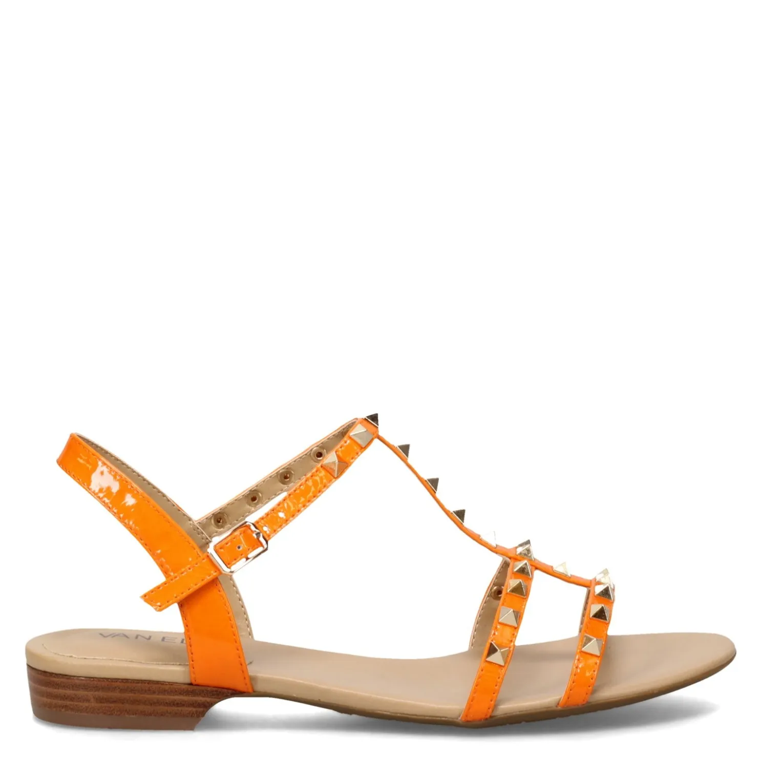 Heeled Sandals*Vaneli Women's , Brunel Sandal Orange Wrinkle Patent